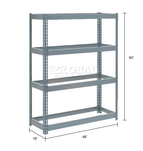 Global Industrial Extra Heavy Duty Shelving 48"W x 18"D x 60"H With 4 Shelves, No Deck, Gray 15 Global Industrial Extra Heavy Duty Shelving 48"W x 18"D x 60"H With 4 Shelves, No Deck, Gray - Image 15