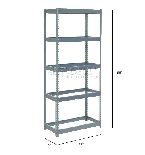 Global Industrial Extra Heavy Duty Shelving 36"W x 12"D x 96"H With 5 Shelves, No Deck, Gray 15 Global Industrial Extra Heavy Duty Shelving 36"W x 12"D x 96"H With 5 Shelves, No Deck, Gray - Image 15
