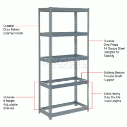 Global Industrial Extra Heavy Duty Shelving 36"W x 12"D x 60"H With 5 Shelves, No Deck, Gray 26 Global Industrial Extra Heavy Duty Shelving 36"W x 12"D x 60"H With 5 Shelves, No Deck, Gray -Shelving Sales Store 601873 1wco 6