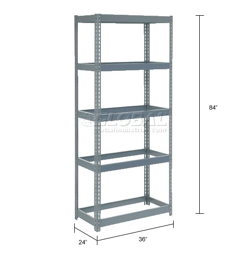 Global Industrial Extra Heavy Duty Shelving 36"W x 24"D x 84"H With 5 Shelves, No Deck, Gray 15 Global Industrial Extra Heavy Duty Shelving 36"W x 24"D x 84"H With 5 Shelves, No Deck, Gray - Image 15