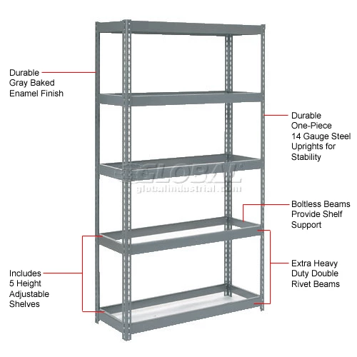 Global Industrial™ Extra Heavy Duty Shelving 48"W x 24"D x 96"H With 5 Shelves, No Deck 11 Global Industrial™ Extra Heavy Duty Shelving 48"W x 24"D x 96"H With 5 Shelves, No Deck - Image 11