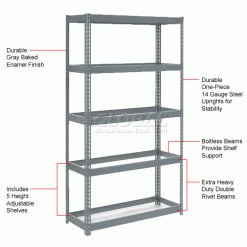 Global Industrial Extra Heavy Duty Shelving 48"W x 24"D x 72"H With 5 Shelves, No Deck, Gray 26 Global Industrial Extra Heavy Duty Shelving 48"W x 24"D x 72"H With 5 Shelves, No Deck, Gray -Shelving Sales Store 601876 1wco 3