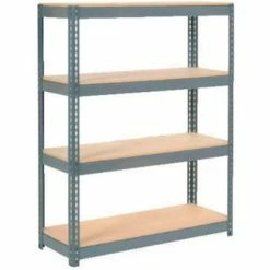 Global Industrial Extra Heavy Duty Shelving, Wood Deck, 4 Shelves, 48"Wx24"Dx72"H, Gray