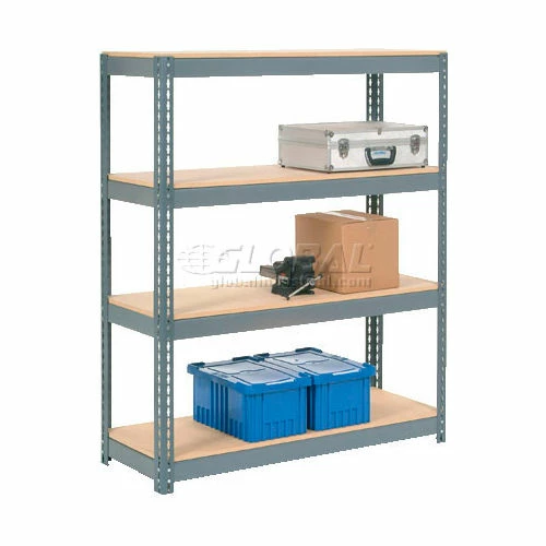 Global Industrial Extra Heavy Duty Shelving 48"W x 24"D x 60"H With 4 Shelves, Wood Deck, Gry 2 Global Industrial Extra Heavy Duty Shelving 48"W x 24"D x 60"H With 4 Shelves, Wood Deck, Gry - Image 2
