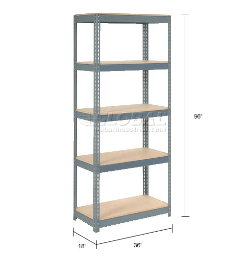 Global Industrial Extra Heavy Duty Shelving 36"W x 18"D x 96"H With 5 Shelves, Wood Deck, Gry 18 Global Industrial Extra Heavy Duty Shelving 36"W x 18"D x 96"H With 5 Shelves, Wood Deck, Gry - Image 18