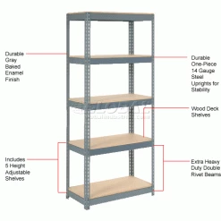 Global Industrial Extra Heavy Duty Shelving 36"W x 18"D x 96"H With 5 Shelves, Wood Deck, Gry 31 Global Industrial Extra Heavy Duty Shelving 36"W x 18"D x 96"H With 5 Shelves, Wood Deck, Gry -Shelving Sales Store 601885 1wco 2