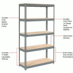 Global Industrial Extra Heavy Duty Shelving 48"W x 24"D x 72"H With 5 Shelves, Wood Deck, Gry -Shelving Sales Store 601888 1wco 2