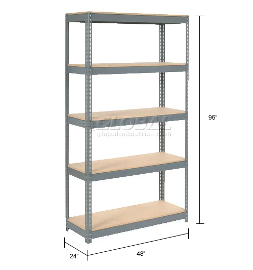 Global Industrial Extra Heavy Duty Shelving 48"W x 24"D x 96"H With 5 Shelves, Wood Deck, Gry 18 Global Industrial Extra Heavy Duty Shelving 48"W x 24"D x 96"H With 5 Shelves, Wood Deck, Gry - Image 18