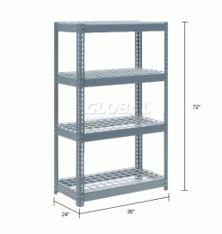 Global Industrial Extra Heavy Duty Shelving 36"W x 24"D x 72"H With 4 Shelves, Wire Deck, Gry 36 Global Industrial Extra Heavy Duty Shelving 36"W x 24"D x 72"H With 4 Shelves, Wire Deck, Gry -Shelving Sales Store 601892 dimx