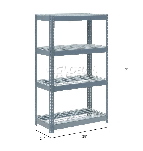 Global Industrial Extra Heavy Duty Shelving 36"W x 24"D x 72"H With 4 Shelves, Wire Deck, Gry 18 Global Industrial Extra Heavy Duty Shelving 36"W x 24"D x 72"H With 4 Shelves, Wire Deck, Gry - Image 18