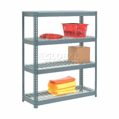 Global Industrial Extra Heavy Duty Shelving 48"W x 24"D x 72"H With 4 Shelves, Wire Deck, Gry 2 Global Industrial Extra Heavy Duty Shelving 48"W x 24"D x 72"H With 4 Shelves, Wire Deck, Gry - Image 2