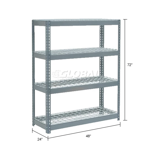 Global Industrial Extra Heavy Duty Shelving 48"W x 24"D x 72"H With 4 Shelves, Wire Deck, Gry 18 Global Industrial Extra Heavy Duty Shelving 48"W x 24"D x 72"H With 4 Shelves, Wire Deck, Gry - Image 18