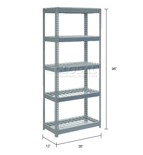 Global Industrial Extra Heavy Duty Shelving 36"W x 12"D x 96"H With 5 Shelves, Wire Deck, Gry 18 Global Industrial Extra Heavy Duty Shelving 36"W x 12"D x 96"H With 5 Shelves, Wire Deck, Gry - Image 18