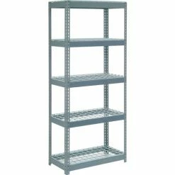 Global Industrial™ Extra Heavy Duty Shelving 36"W x 12"D x 60"H With 5 Shelves, Wire Deck, Gry
