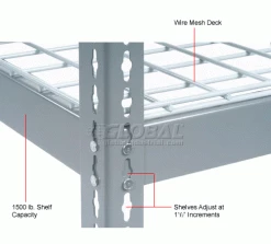 Global Industrial Extra Heavy Duty Shelving 48"W x 18"D x 72"H With 5 Shelves, Wire Deck, Gry 35 Global Industrial Extra Heavy Duty Shelving 48"W x 18"D x 72"H With 5 Shelves, Wire Deck, Gry -Shelving Sales Store 601897 3wco 6