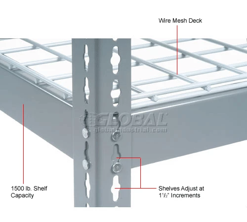 Global Industrial Extra Heavy Duty Shelving 36"W x 18"D x 84"H With 5 Shelves, Wire Deck, Gry 15 Global Industrial Extra Heavy Duty Shelving 36"W x 18"D x 84"H With 5 Shelves, Wire Deck, Gry - Image 15