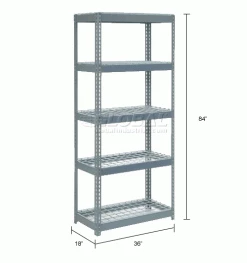 Global Industrial Extra Heavy Duty Shelving 36"W x 18"D x 84"H With 5 Shelves, Wire Deck, Gry 36 Global Industrial Extra Heavy Duty Shelving 36"W x 18"D x 84"H With 5 Shelves, Wire Deck, Gry -Shelving Sales Store 601897 dim