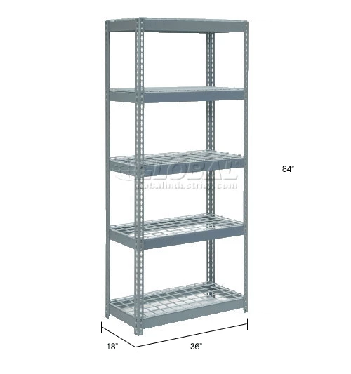 Global Industrial Extra Heavy Duty Shelving 36"W x 18"D x 84"H With 5 Shelves, Wire Deck, Gry 18 Global Industrial Extra Heavy Duty Shelving 36"W x 18"D x 84"H With 5 Shelves, Wire Deck, Gry - Image 18