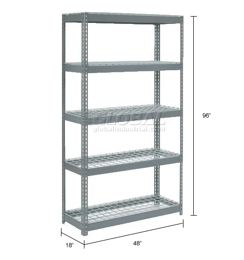 Global Industrial Extra Heavy Duty Shelving 48"W x 18"D x 84"H With 5 Shelves, Wire Deck, Gry 18 Global Industrial Extra Heavy Duty Shelving 48"W x 18"D x 84"H With 5 Shelves, Wire Deck, Gry - Image 18