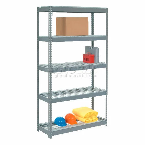 Global Industrial Extra Heavy Duty Shelving 48"W x 18"D x 72"H With 5 Shelves, Wire Deck, Gry 2 Global Industrial Extra Heavy Duty Shelving 48"W x 18"D x 72"H With 5 Shelves, Wire Deck, Gry - Image 2
