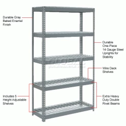 Global Industrial Extra Heavy Duty Shelving 48"W x 24"D x 96"H With 5 Shelves, Wire Deck, Gry 31 Global Industrial Extra Heavy Duty Shelving 48"W x 24"D x 96"H With 5 Shelves, Wire Deck, Gry -Shelving Sales Store 601900 1wco 2