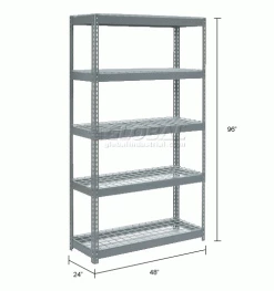 Global Industrial Extra Heavy Duty Shelving 48"W x 24"D x 96"H With 5 Shelves, Wire Deck, Gry 36 Global Industrial Extra Heavy Duty Shelving 48"W x 24"D x 96"H With 5 Shelves, Wire Deck, Gry -Shelving Sales Store 601901H dim