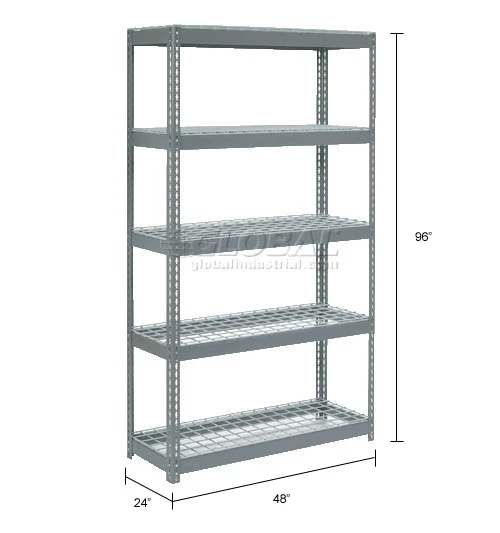 Global Industrial Extra Heavy Duty Shelving 48"W x 24"D x 96"H With 5 Shelves, Wire Deck, Gry 18 Global Industrial Extra Heavy Duty Shelving 48"W x 24"D x 96"H With 5 Shelves, Wire Deck, Gry - Image 18