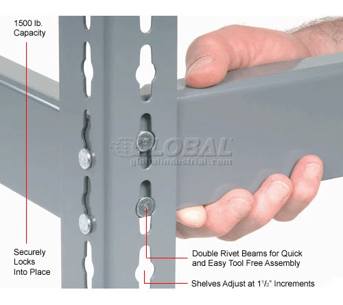 Global Industrial™ Additional Shelf Level Boltless 48"W x 12"D - Gray 8 Global Industrial™ Additional Shelf Level Boltless 48"W x 12"D - Gray - Image 8