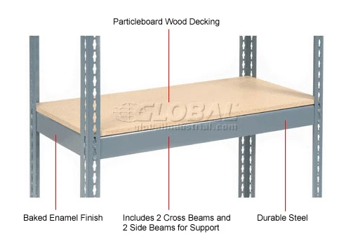 Global Industrial™ Additional Shelf Level Boltless Wood Deck 48"W x 18"D - Gray 8 Global Industrial™ Additional Shelf Level Boltless Wood Deck 48"W x 18"D - Gray - Image 8