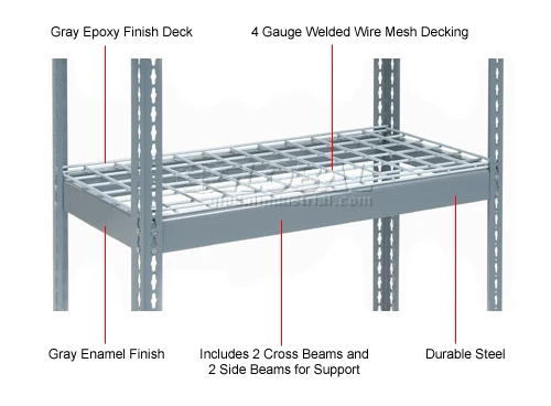 Global Industrial Additional Shelf Level Boltless Wire Deck 48"Wx18"D, 1500 lbs. Capacity, GRY 6 Global Industrial Additional Shelf Level Boltless Wire Deck 48"Wx18"D, 1500 lbs. Capacity, GRY - Image 6