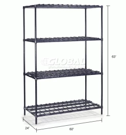 Nexel® Nexelon®, 4 Tier, Heavy Duty, Wire Shelving Starter Unit 60"W x 24"D x 63"H 35 Nexel® Nexelon®, 4 Tier, Heavy Duty, Wire Shelving Starter Unit 60"W x 24"D x 63"H -Shelving Sales Store 653255 dim