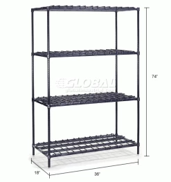 Nexel® Nexelon®, 4 Tier, Heavy Duty, Wire Shelving Starter Unit 36"W x 18"D x 74"H 35 Nexel® Nexelon®, 4 Tier, Heavy Duty, Wire Shelving Starter Unit 36"W x 18"D x 74"H -Shelving Sales Store 653256 dim