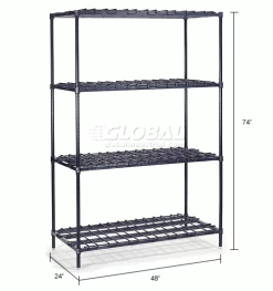 Nexel® Nexelon®, 4 Tier, Heavy Duty, Wire Shelving Starter Unit 48"W x 24"D x 74"H 35 Nexel® Nexelon®, 4 Tier, Heavy Duty, Wire Shelving Starter Unit 48"W x 24"D x 74"H -Shelving Sales Store 653260 dim