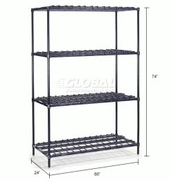 Nexel® Nexelon®, 4 Tier, Heavy Duty, Wire Shelving Starter Unit 60"W x 24"D x 74"H 35 Nexel® Nexelon®, 4 Tier, Heavy Duty, Wire Shelving Starter Unit 60"W x 24"D x 74"H -Shelving Sales Store 653261 dim