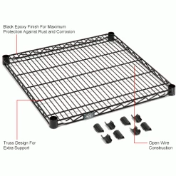 Nexel® S1424B Black Epoxy Wire Shelf 24"W x 14"D 10 Nexel® S1424B Black Epoxy Wire Shelf 24"W x 14"D -Shelving Sales Store 711071IN 1wco