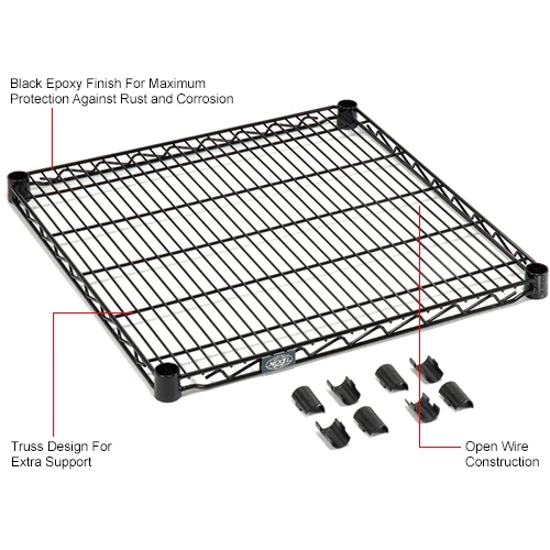 Nexel® S1424B Black Epoxy Wire Shelf 24"W x 14"D 4 Nexel® S1424B Black Epoxy Wire Shelf 24"W x 14"D - Image 4