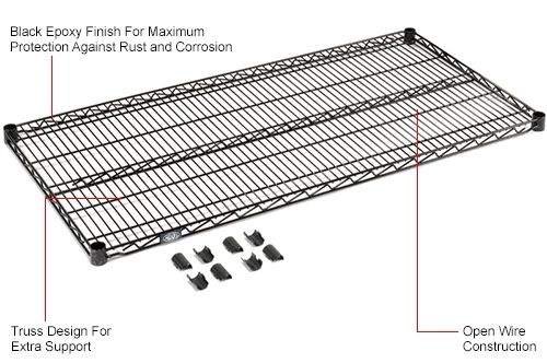Nexel® S1430B Black Epoxy Wire Shelf 30"W x 14"D 4 Nexel® S1430B Black Epoxy Wire Shelf 30"W x 14"D - Image 4