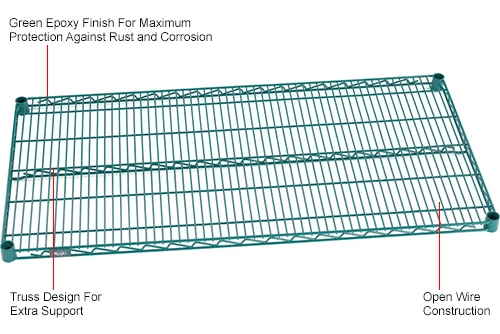 Nexel® S1436G Poly-Green® Epoxy Wire Shelf 36"W x 14"D 4 Nexel® S1436G Poly-Green® Epoxy Wire Shelf 36"W x 14"D - Image 4