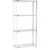 Nexel® Chrome, 4 Tier, Wire Shelving Add-On Unit, 36"W x 12"D x 86"H