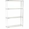 Nexel® Chrome, 4 Tier, Wire Shelving Add-On Unit, 48"W x 12"D x 86"H