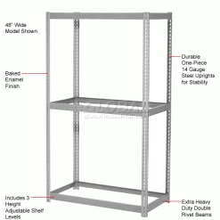 Global Industrial Expandable Starter Rack 96"W x 36"D x 84"H With 3 Levels No Deck 800 Lb Cap Per Level - Gray 18 Global Industrial Expandable Starter Rack 96"W x 36"D x 84"H With 3 Levels No Deck 800 Lb Cap Per Level - Gray -Shelving Sales Store 785506GY 1wco