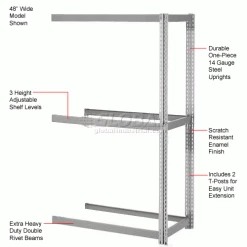 Global Industrial Expandable Add-On Rack 72x24x84, 3 Levels No Deck 750 Lb. Cap Per Level, GRY 22 Global Industrial Expandable Add-On Rack 72x24x84, 3 Levels No Deck 750 Lb. Cap Per Level, GRY -Shelving Sales Store 785520GY 1wco