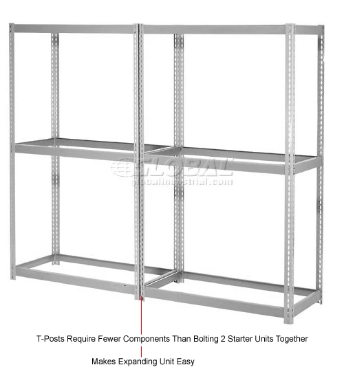 Global Industrial Expandable Add-On Rack 72x24x84, 3 Levels No Deck 750 Lb. Cap Per Level, GRY 11 Global Industrial Expandable Add-On Rack 72x24x84, 3 Levels No Deck 750 Lb. Cap Per Level, GRY - Image 11