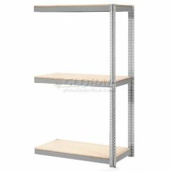 Global Industrial Expandable Add-On Rack 48x24x84 3 Level Wood Deck 1500 lb. Cap Per Level GRY