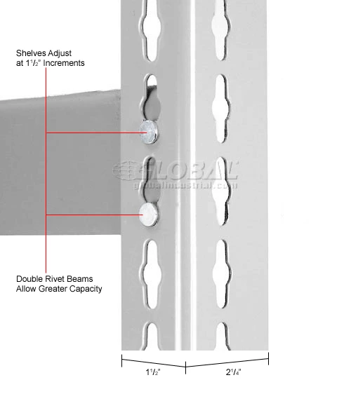 Global Industrial Expandable Starter Rack 60Wx48Dx84H, 3 Levels No Deck 1000lb Per Level, Gray 10 Global Industrial Expandable Starter Rack 60Wx48Dx84H, 3 Levels No Deck 1000lb Per Level, Gray - Image 10