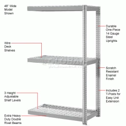 Global Industrial Expandable Add-On Rack 48x18x84 3 Level Wire Deck 1500 lb. Cap Per Level GRY 26 Global Industrial Expandable Add-On Rack 48x18x84 3 Level Wire Deck 1500 lb. Cap Per Level GRY -Shelving Sales Store 785627GY 1wco