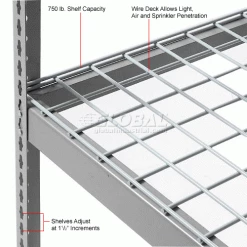 Global Industrial™ Bulk Rack Shelf Wire Deck 72"W x 24"D - Gray -Shelving Sales Store 785654GY 2wco