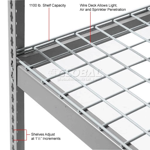 Global Industrial™ Bulk Rack Shelf Wire Deck 96"W x 24"D - Gray 10 Global Industrial™ Bulk Rack Shelf Wire Deck 96"W x 24"D - Gray - Image 10