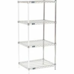 Nexel® Chrome, 4 Tier, Wire Shelving Add-On Unit, 30"W x 21"D x 54"H