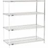 Nexel® Chrome, 4 Tier, Wire Shelving Add-On Unit, 48"W x 21"D x 63"H